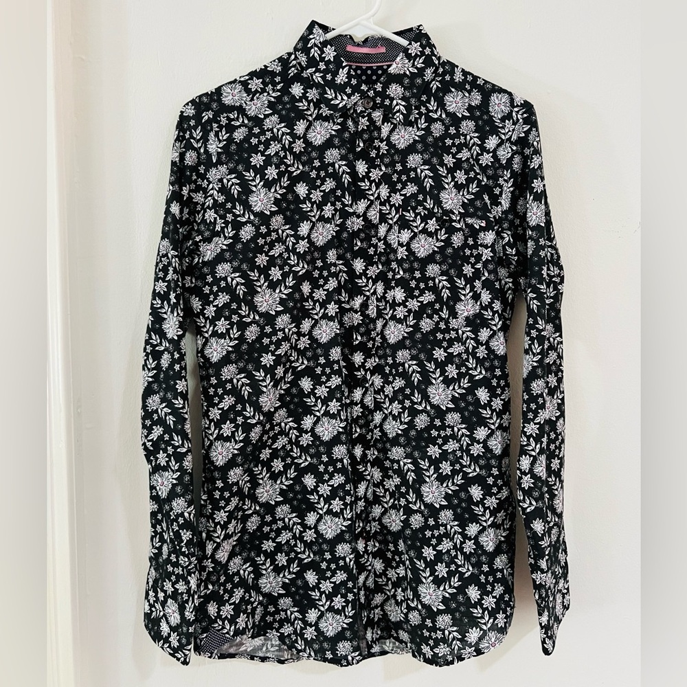 Ted Baker NWT Mens Dillan Long Sleeve Floral Print Shirt Black